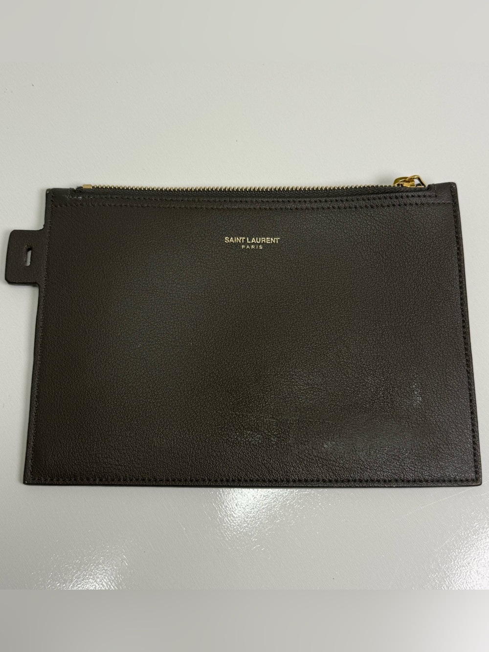 SAINT LAURENT Vintage Leather Insert Pouch Purse Black 891AA READ